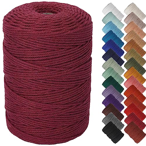 NOANTA Wine Red Macrame Cord 3mm x 328yards Colored Macrame Rope Cotton Rope Macrame Yarn Colorful Cotton Craft Cord for Wall Hanging Plant Hangers Crafts Knitting - Image 1