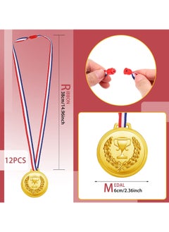 SYOSI 12 Pieces Gold Silver Bronze Plastic Medals Winner Award Olympic Style Metal Awards and 3 Inflatable Torch Inflates for Competition Gymnastic Birthday Party Favors  - Image 3