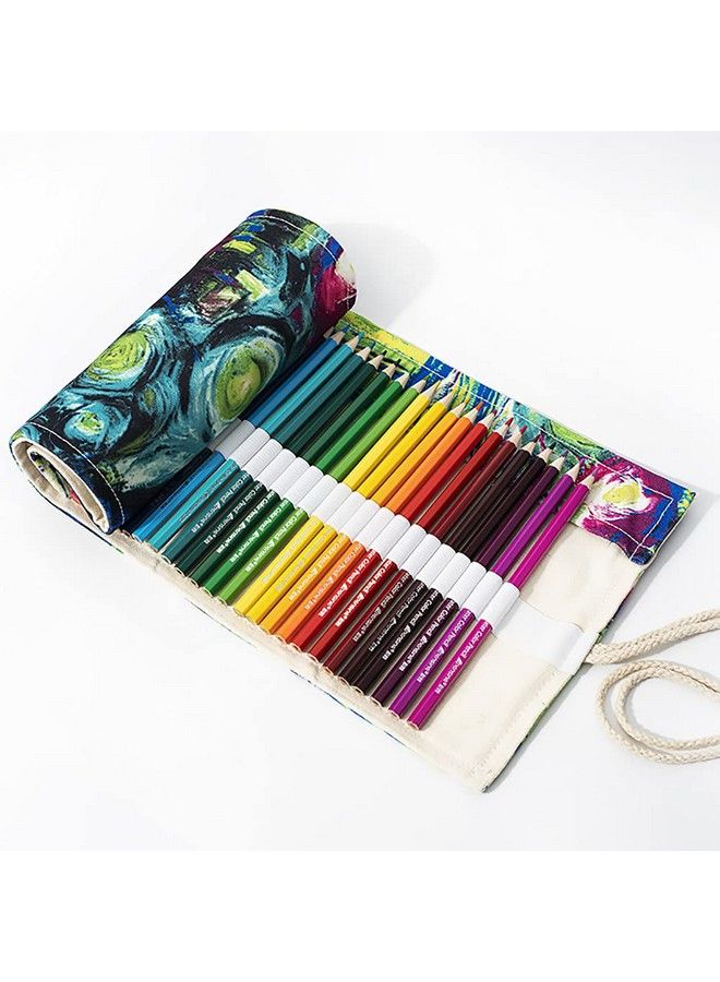 Funny live 36 48 72 Slots Colored Pencil Wrap Pencils Roll Holder Coloring Pencils Organizer Holder Colored Pen Paint Brush Storage Pouch Portable For Artist Student (Ink Painting 48 Slots) - Image 5