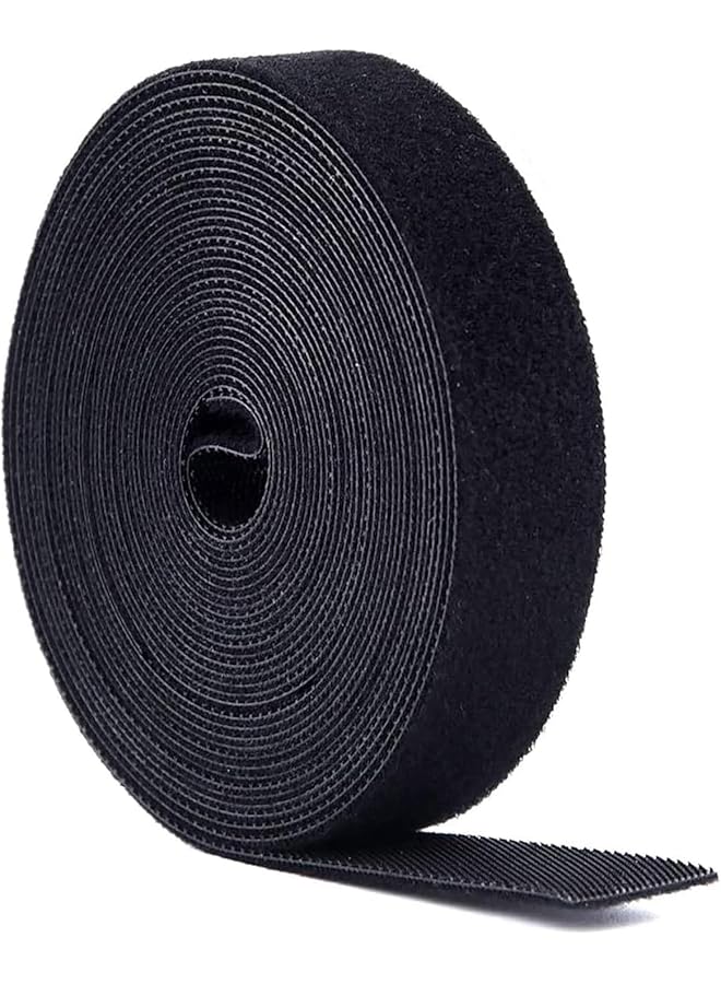 PROMASS promass Hook and Loop Tape, Strength Velcro Stick, Hook Loop Strips, Heavy Duty Hook Loop Tape, Reusable, Hook Loop 2 In 1, Easy to Cut, for Cable Management, Remote Control Storage, Black, 10M  - Image 1