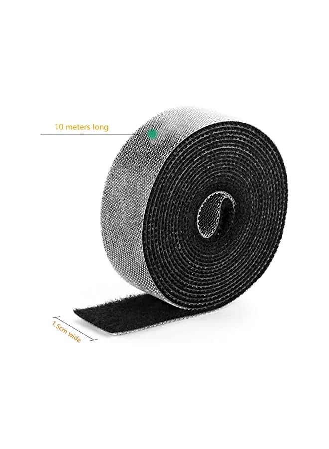 PROMASS promass Hook and Loop Tape, Strength Velcro Stick, Hook Loop Strips, Heavy Duty Hook Loop Tape, Reusable, Hook Loop 2 In 1, Easy to Cut, for Cable Management, Remote Control Storage, Black, 10M  - Image 2