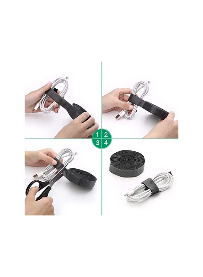 PROMASS promass Hook and Loop Tape, Strength Velcro Stick, Hook Loop Strips, Heavy Duty Hook Loop Tape, Reusable, Hook Loop 2 In 1, Easy to Cut, for Cable Management, Remote Control Storage, Black, 10M  - Image 5