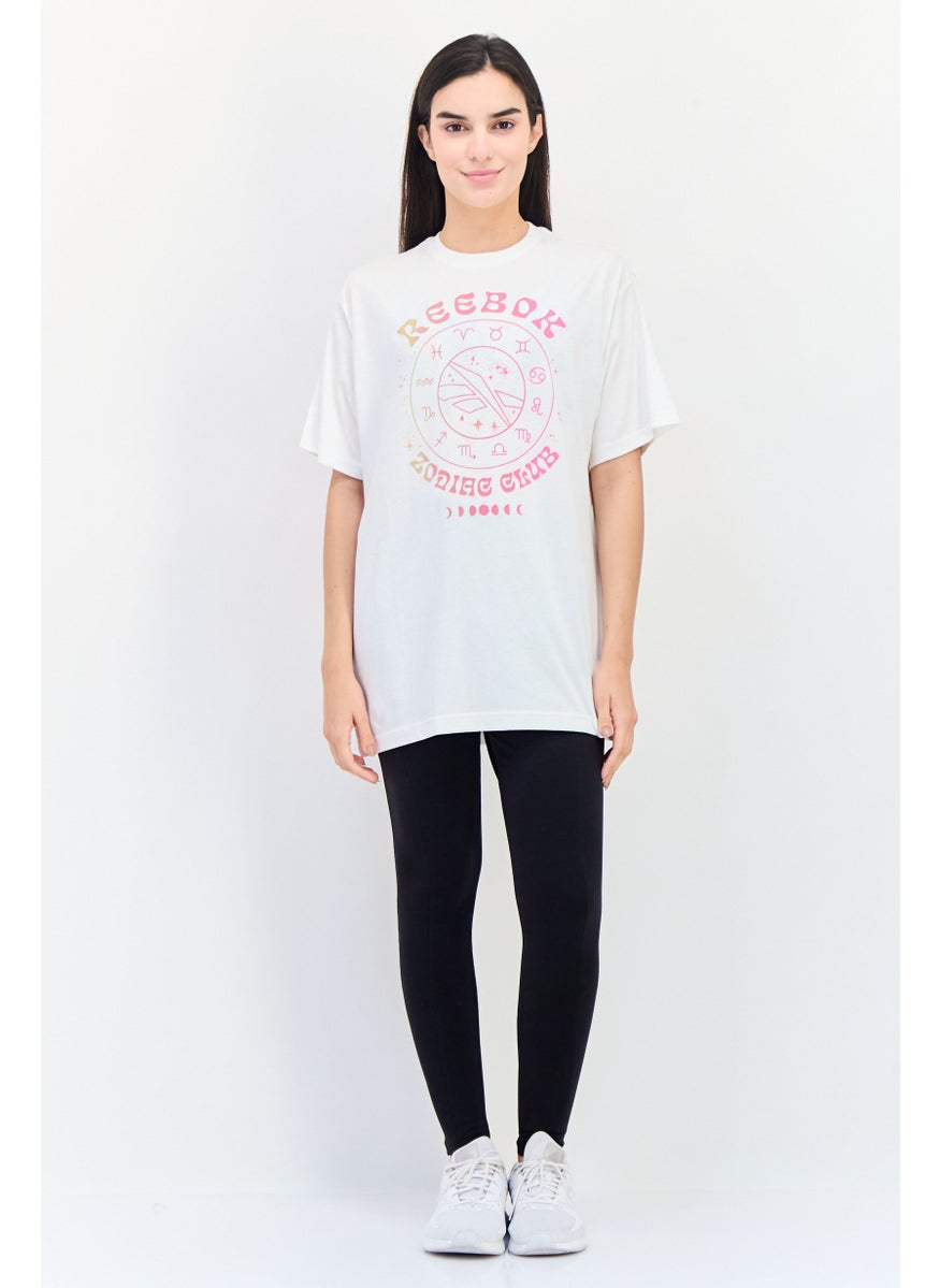 Reebok Women Sportswear Fit Short Sleeves Outdoor T-Shirt, White  - Image 3