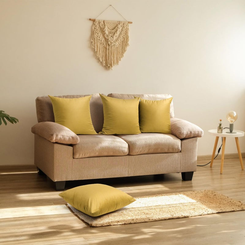 Thmyo 4-Pack 100% Cotton Comfortable Solid Decorative Throw Pillow Case Square Cushion Cover Pillowcase Sublimation Blank Pillow Covers DIY Throw Pillowcase(18x18 inch/45x45cm,Mustard Yellow) - Image 3