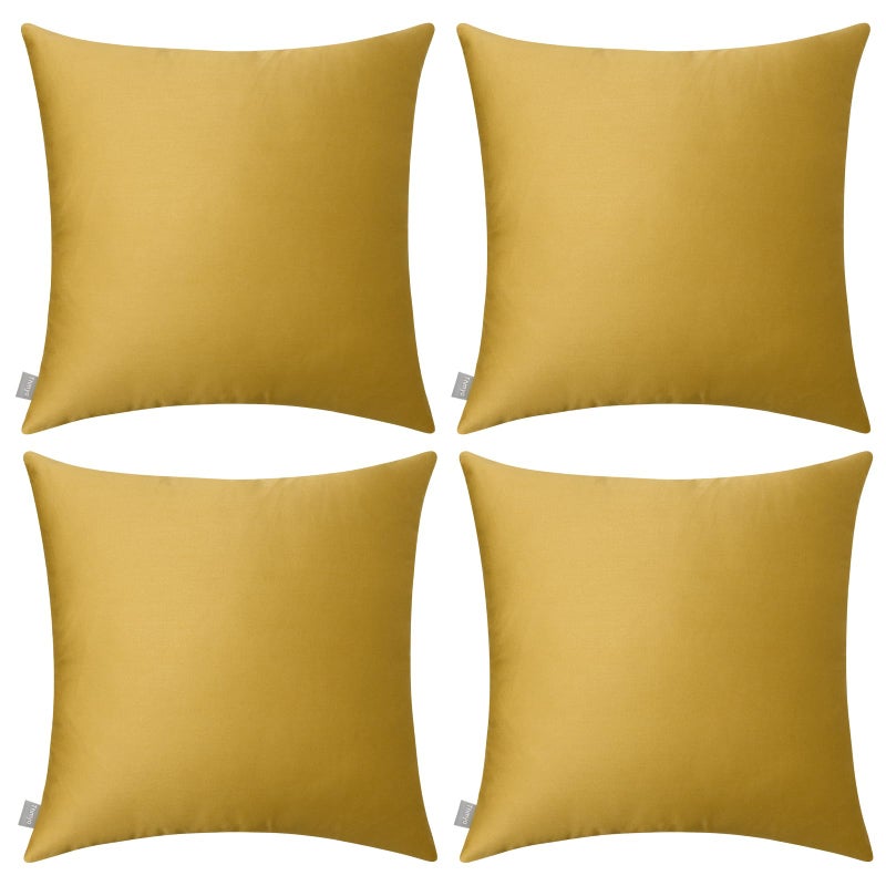 Thmyo 4-Pack 100% Cotton Comfortable Solid Decorative Throw Pillow Case Square Cushion Cover Pillowcase Sublimation Blank Pillow Covers DIY Throw Pillowcase(18x18 inch/45x45cm,Mustard Yellow) - Image 1