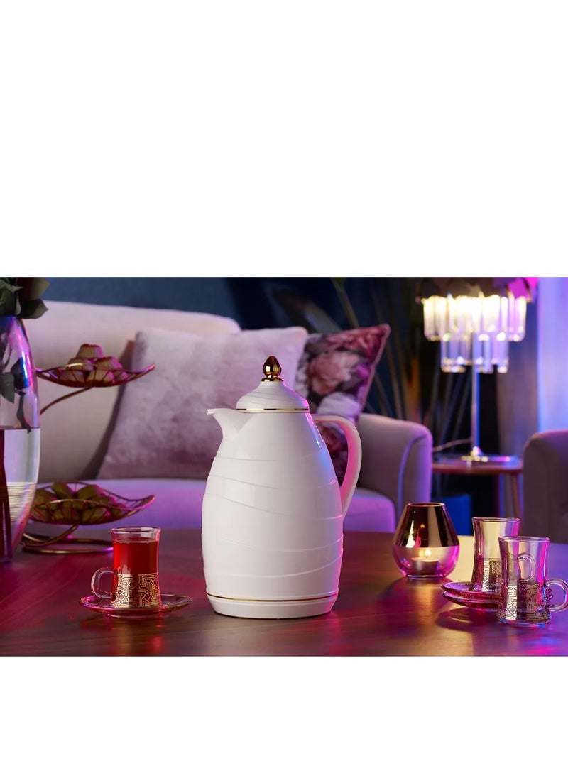 BASURRAH BASURRAH 1L Tea and Coffee Thermos - Glossy Wavy White  - Image 2