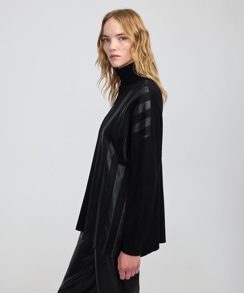 Ipekyol Faux Leather & Suede Panel Sweater - Image 2