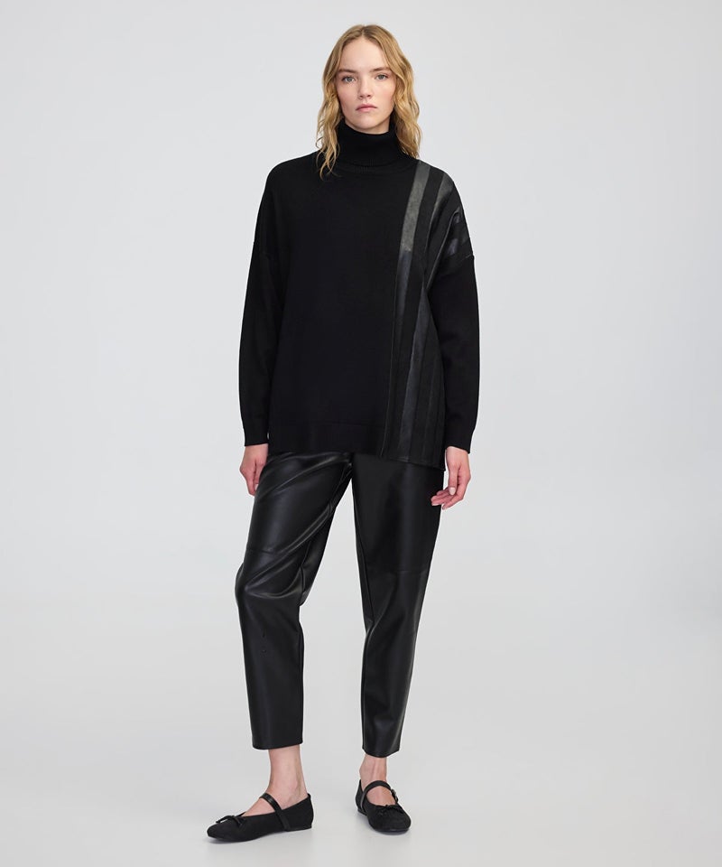 Ipekyol Faux Leather & Suede Panel Sweater - Image 3