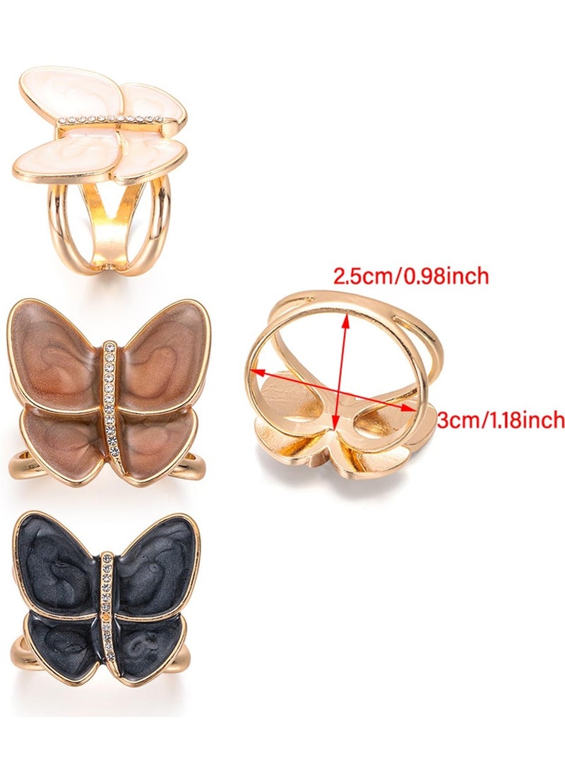 SOLARAE 3PCS Butterfly Scarf Ring Clip Scarf Buckle for Women, Scarf Ring Buckle Women Fashion Metal Shawl Clip Buckle Lady Girls Decoration Accessories - Image 3