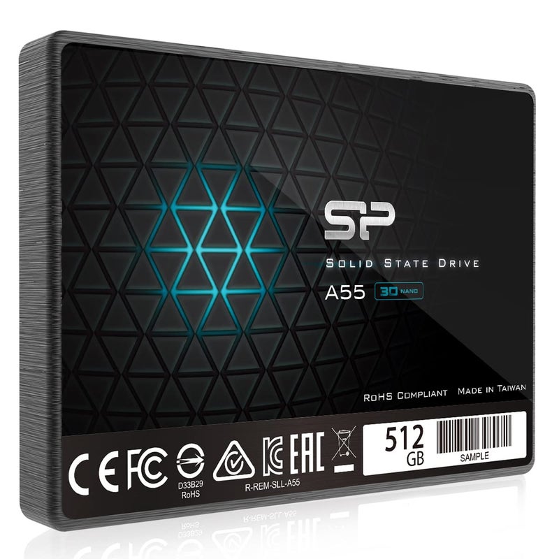 SP Silicon Power قرص صلب داخلي SP 512GB SSD 3D NAND A55 مع تقنية SLC كاش لتعزيز الأداء SATA III 2.5" 7mm (0.28)" - Image 1