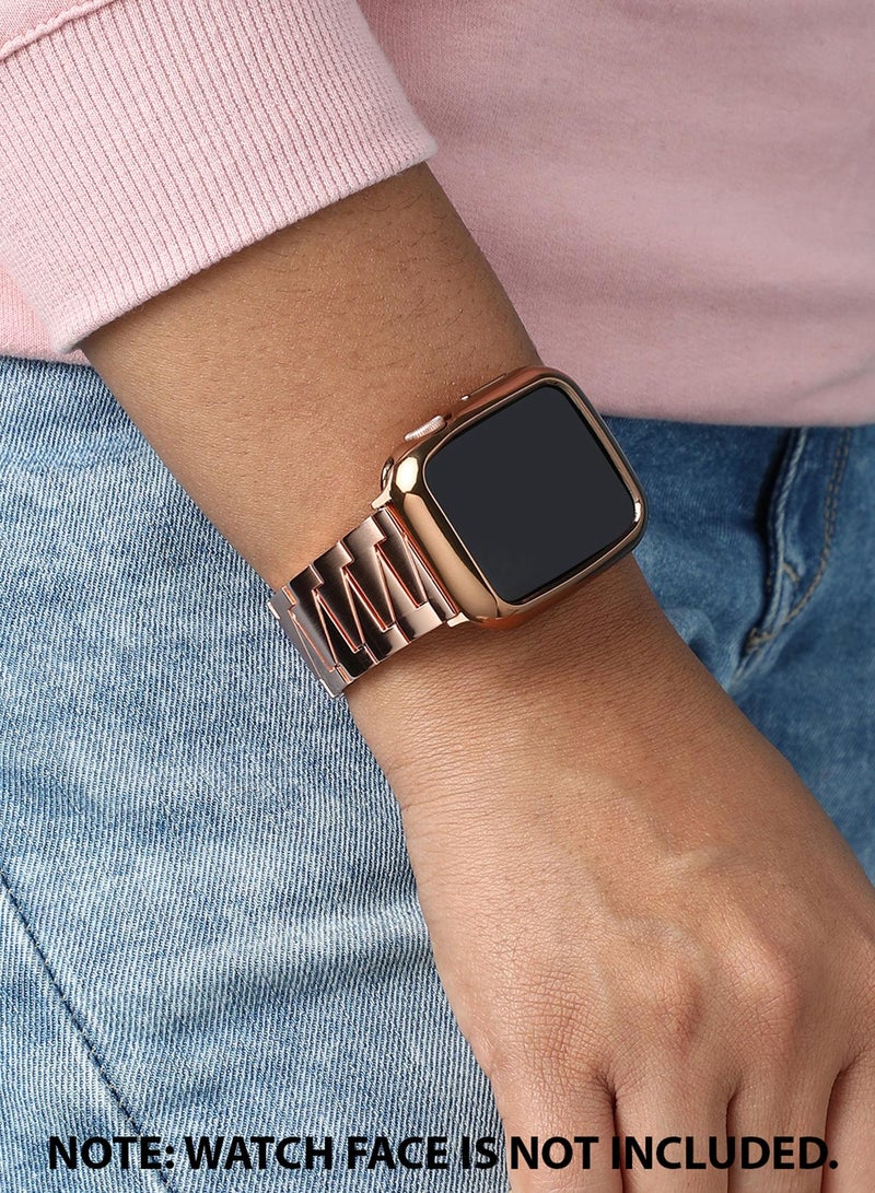 Haute Sauce Solid Casual Chain Strap Alloy Apple Watch Strap with Case For Women | 42mm/44mm/45mm  - Image 2