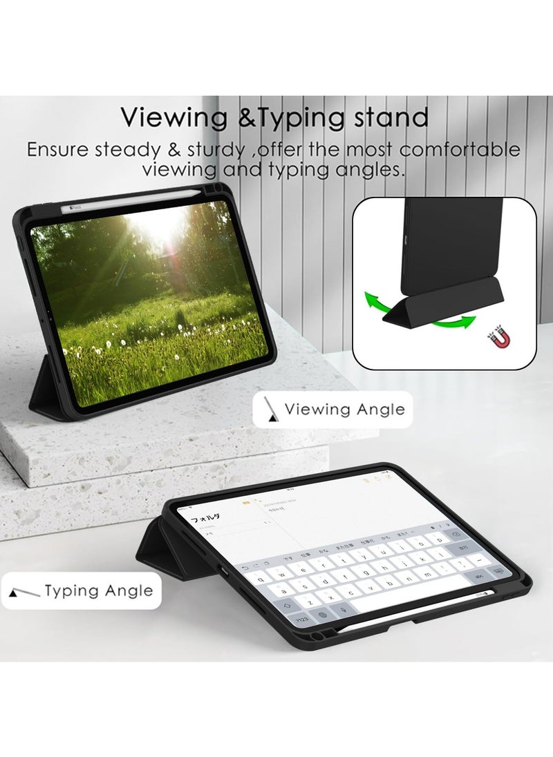 New iPad Pro 13 Inch Case M4 (2024 Model, 7th Generation) with Pencil Holder, Smart iPad Case [Support Pencil Pro and Pencil (USB-C)], Support Touch ID and Auto Wake/Sleep (Black)