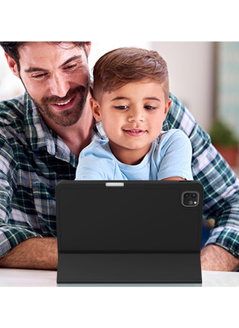 New iPad Pro 13 Inch Case M4 (2024 Model, 7th Generation) with Pencil Holder, Smart iPad Case [Support Pencil Pro and Pencil (USB-C)], Support Touch ID and Auto Wake/Sleep (Black)