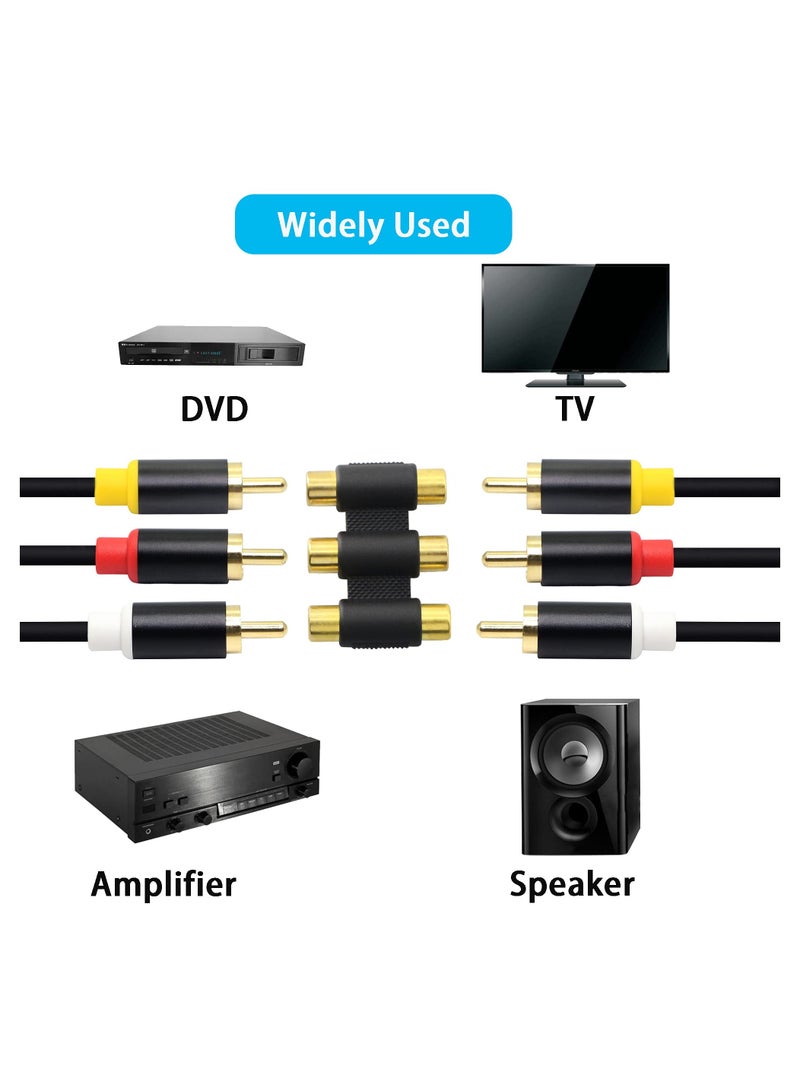 KASTWAVE 3 RCA Female to Female Coupler 4 Pack AV Audio Video Gender Converter Adaptor for Speaker,RCA Cable,Amplifier Etc（ White/Red/Yellow） - Image 3