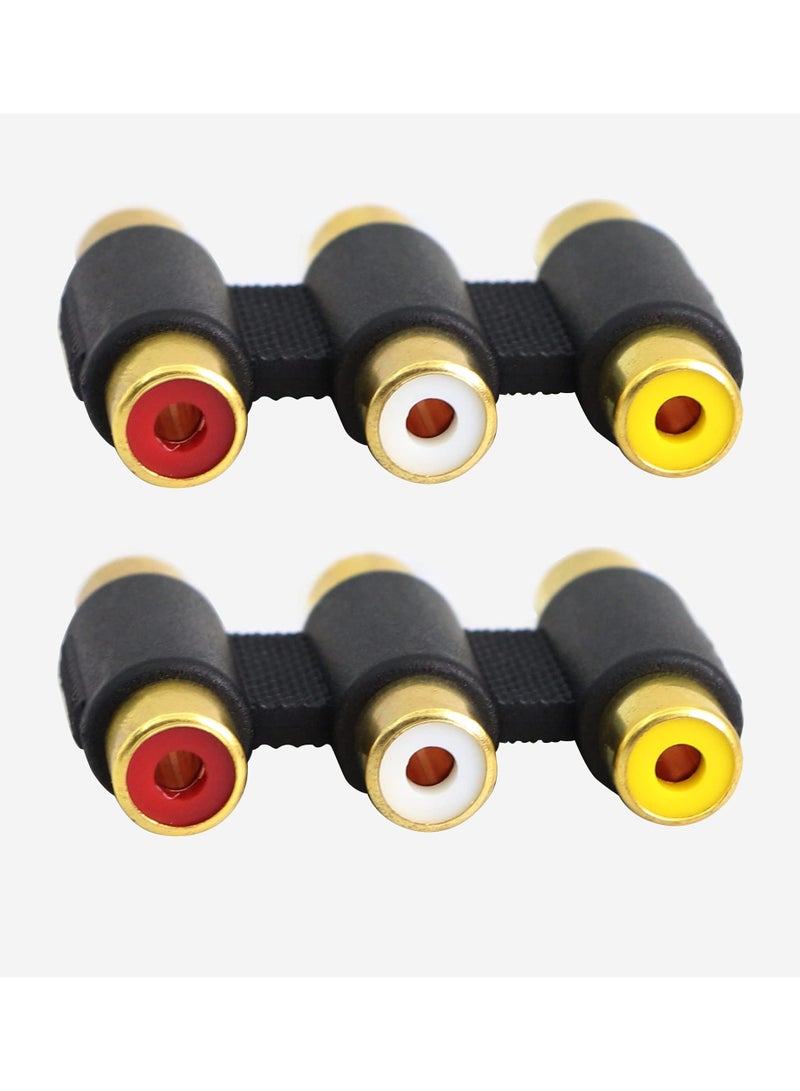 KASTWAVE 3 RCA Female to Female Coupler 4 Pack AV Audio Video Gender Converter Adaptor for Speaker,RCA Cable,Amplifier Etc（ White/Red/Yellow） - Image 2
