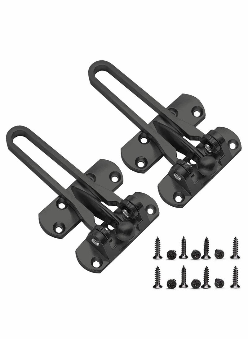 Excefore Home Security Door Lock Swing Bar Lock-Door Guard for Kids, DEFINO Hinged Swing-in Doors, Home and Hotel Door Latch, Thicken Solid Zinc Alloy Reinforcement Lock (Color: Black), 2 Pack  - Image 1