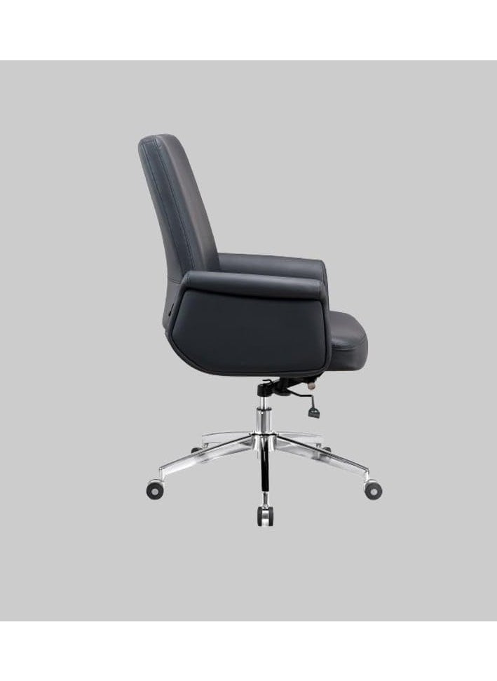 Neo Front Neo Front Elegant Black Low Back Office Chair - Adjustable Premium Leather Seat with Recline & Smooth-Rolling Casters - Sturdy Reinforced Base for Home & Office Use LS-318B  - Image 4
