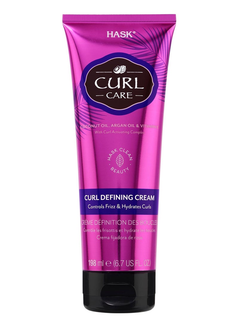 HASK Curl Care Control Frizz and Hydrates Curl Defining Cream with Coconut Oil Argan Oil and Vitamin E 198ml 