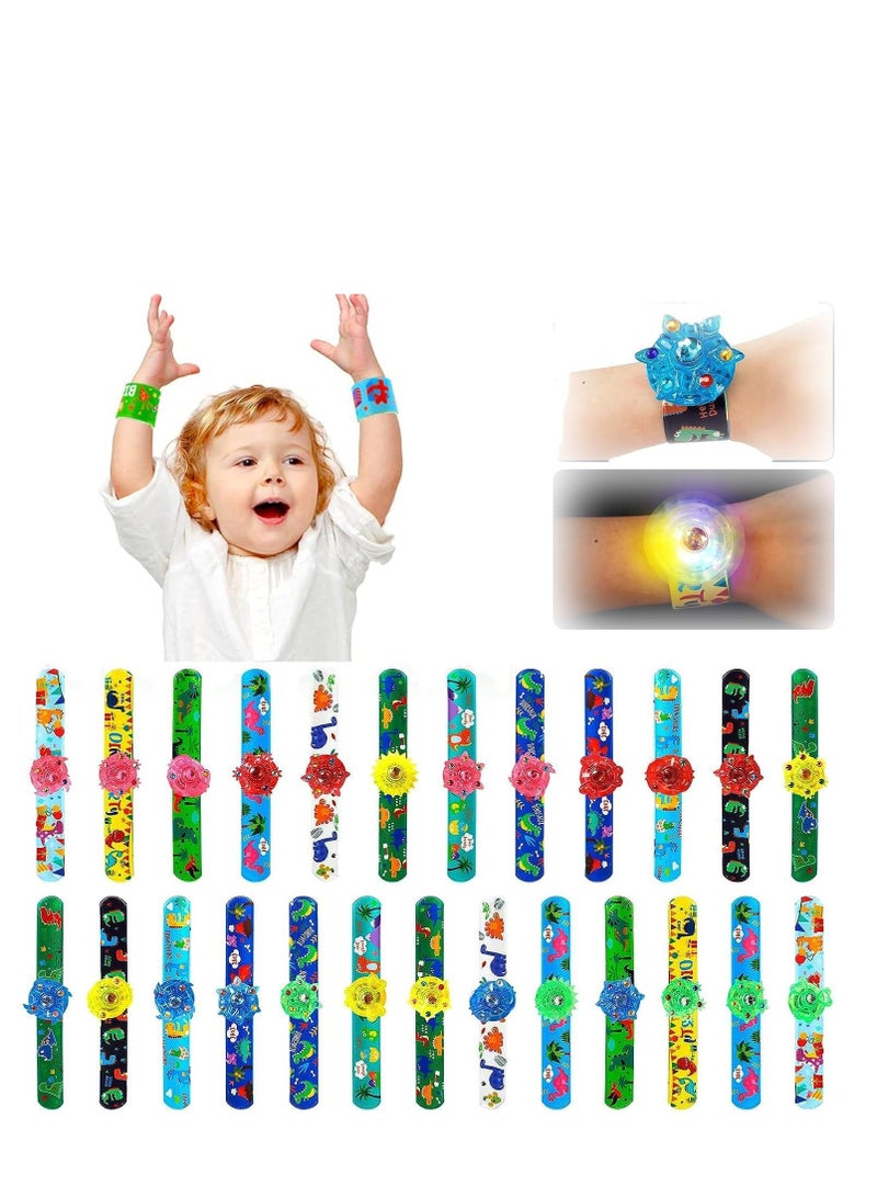 Zikra 25 PCS LED Light Up Fidget Slap Bracelets, Dinosaur Party Favors Stocking Stuffers for Kids 4-8-12 Goodie Bag Glow in The Dark Supplies Gifts - Image 1