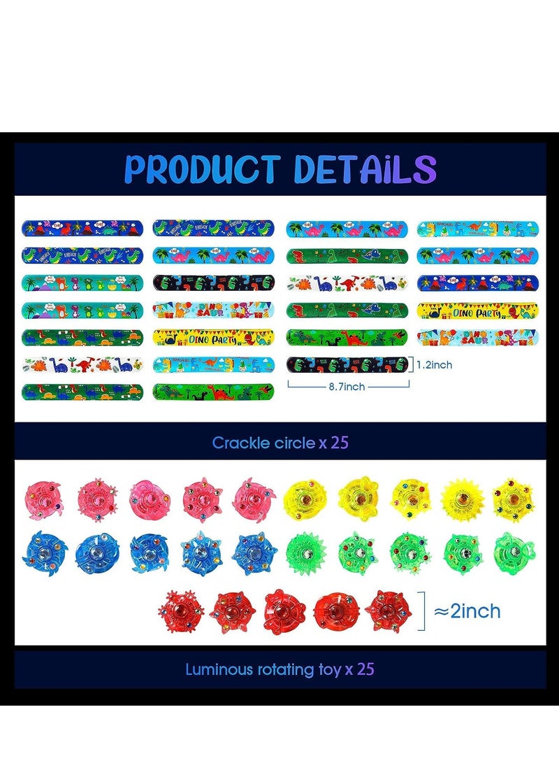 Zikra 25 PCS LED Light Up Fidget Slap Bracelets, Dinosaur Party Favors Stocking Stuffers for Kids 4-8-12 Goodie Bag Glow in The Dark Supplies Gifts - Image 5