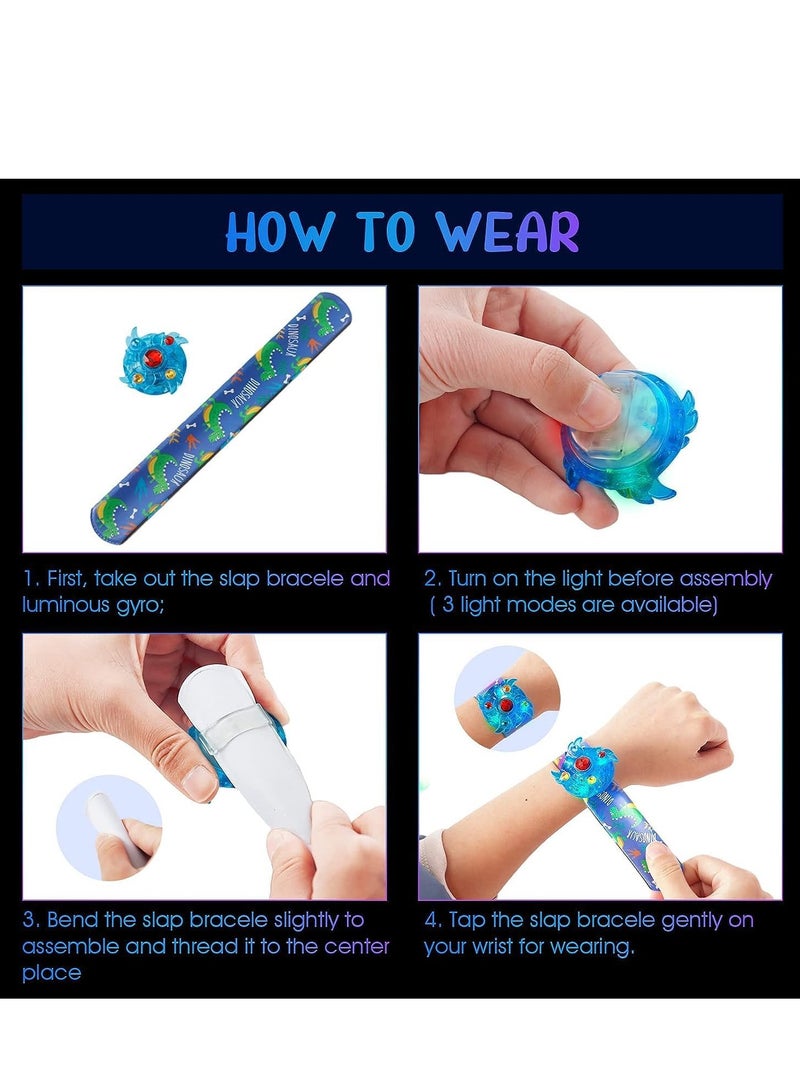 Zikra 25 PCS LED Light Up Fidget Slap Bracelets, Dinosaur Party Favors Stocking Stuffers for Kids 4-8-12 Goodie Bag Glow in The Dark Supplies Gifts - Image 3