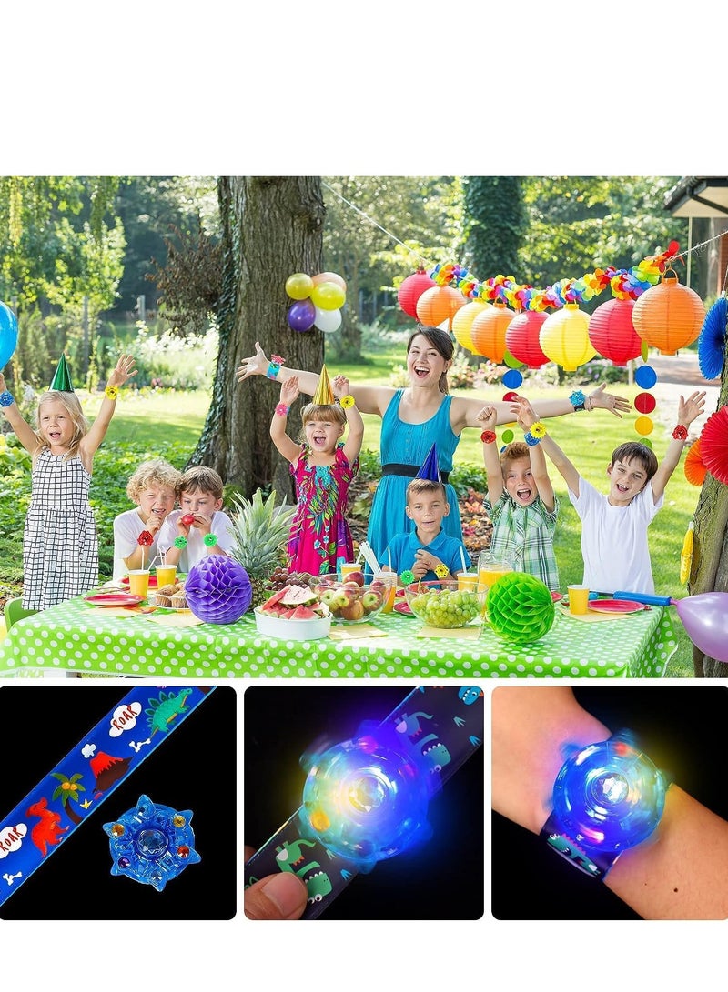 Zikra 25 PCS LED Light Up Fidget Slap Bracelets, Dinosaur Party Favors Stocking Stuffers for Kids 4-8-12 Goodie Bag Glow in The Dark Supplies Gifts - Image 2