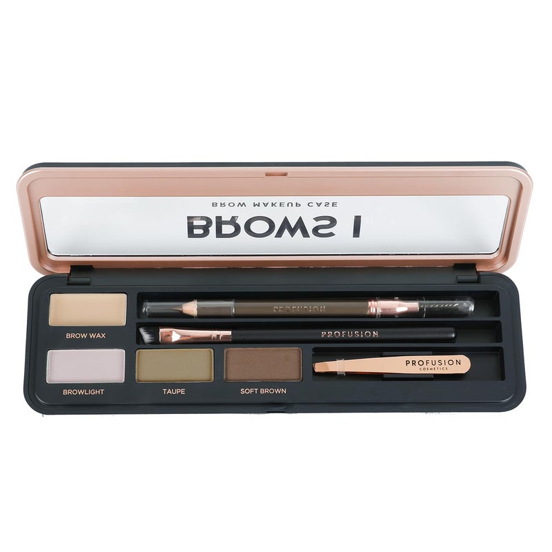 Profusion Cosmetics Eyebrow Pro Makeup Case Brows I Palette - Light Medium - Image 2