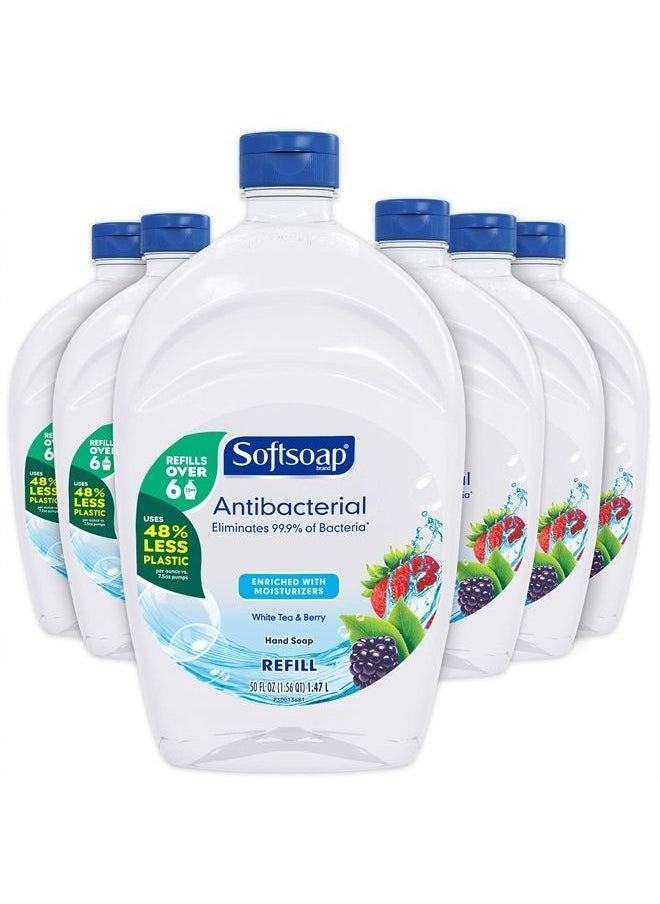 Softsoap US05259A SOFTSOAP Antibacterial Liquid Hand Soap Refill, White Tea and Berry Fusion, 50 Ounce Bottle, Pack of 6  - Image 1