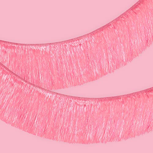 xo, Fetti Pink Iridescent Fringe Banner - 5 Ft. | Bachelorette Party Decorations, Birthday Party Decor, 21st Bday Decor, HBD, Photo Booth Banner Backdrop - Image 1