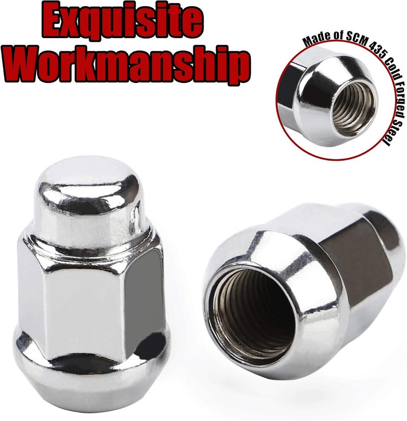 FLYCLE 12x1.5 Wheel Lug Nuts, 20PCS Chrome 12mmx1.5 Closed End Bulge Acorn Lug Nut, Cone Seat, 19mm Hex Aftermarket Wheels - Image 3
