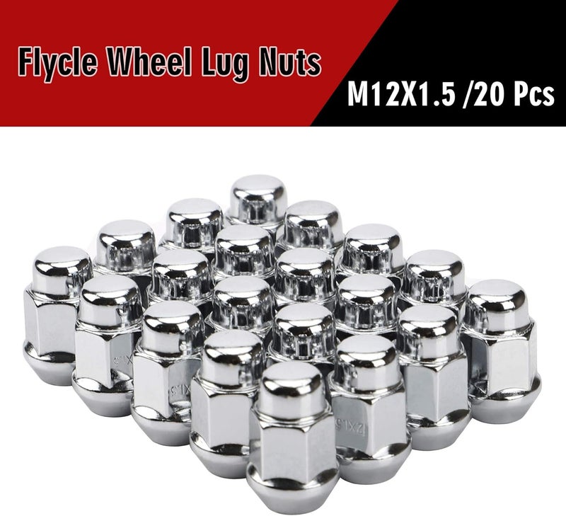 FLYCLE 12x1.5 Wheel Lug Nuts, 20PCS Chrome 12mmx1.5 Closed End Bulge Acorn Lug Nut, Cone Seat, 19mm Hex Aftermarket Wheels - Image 4