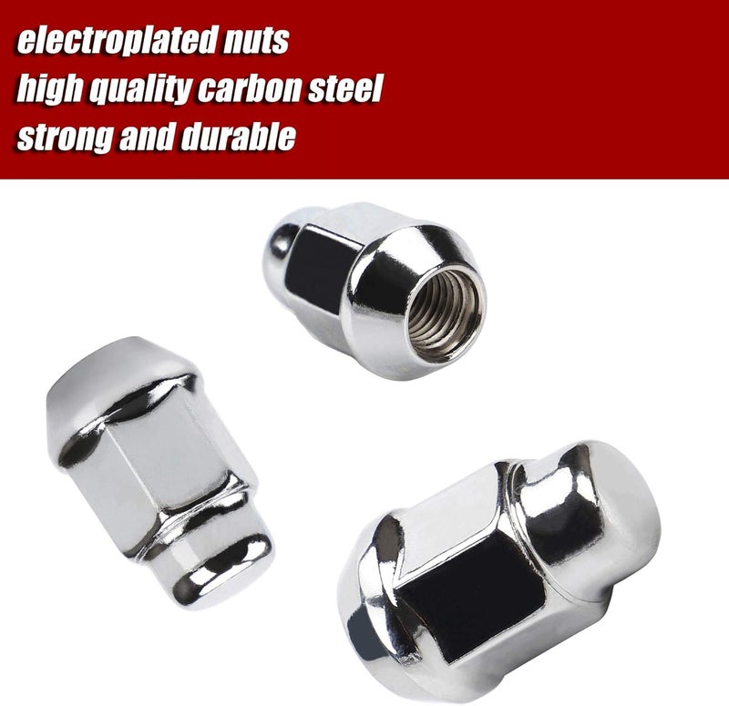 FLYCLE 12x1.5 Wheel Lug Nuts, 20PCS Chrome 12mmx1.5 Closed End Bulge Acorn Lug Nut, Cone Seat, 19mm Hex Aftermarket Wheels - Image 2