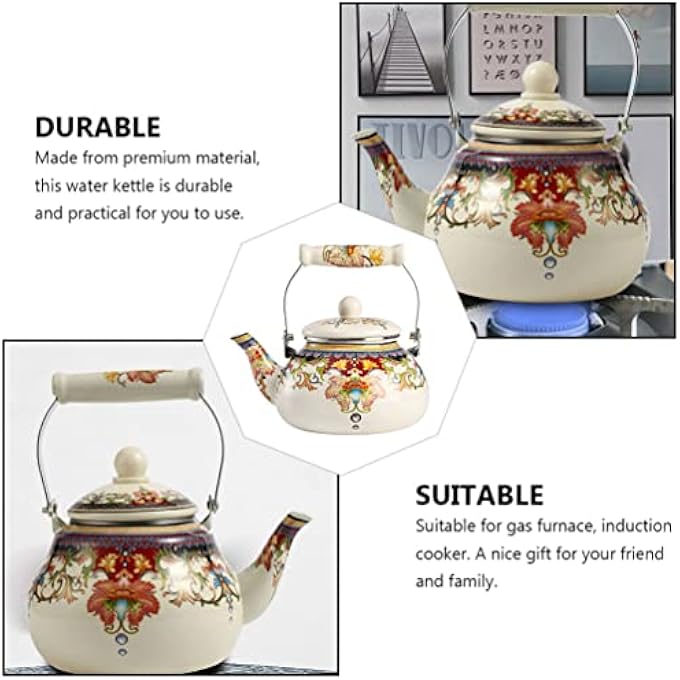 TOPBATHY Ceramic Enameled Teapot Tea Kettle Porcelainteapot Flowering Teapot  Coffee Pot Water Pot Vintage Tea Kettle For Home Kitchen - Image 3