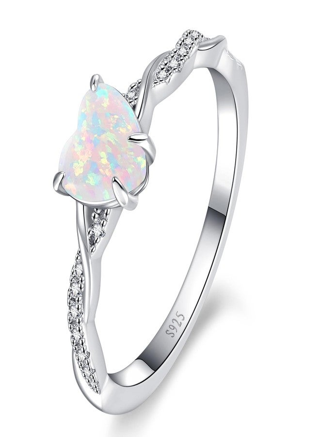 Yaresul 1.25ct Created Opal Ring for Women, 925 Sterling Silver White Gold Plated Fire Opal Heart Ring for Women 6 * 6mm Promise Ring Engagement Ring Anniversary Valentine's Day Size 6 - Image 1