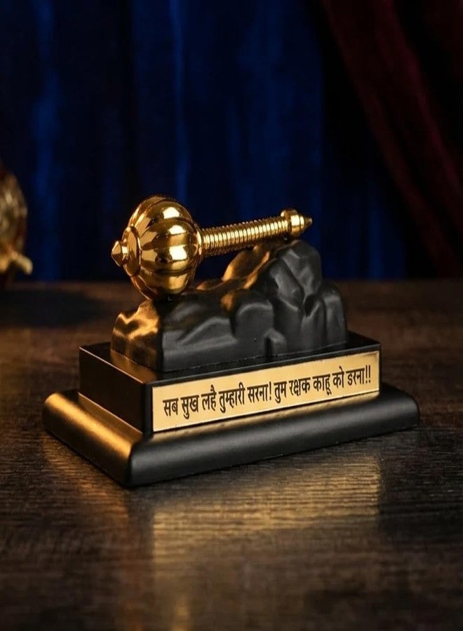 Divine Hindu Hanuman Gada Gold Plated Idol | Small Murti for Car Dashboard, Home Decor, Office Table, Pooja | Spiritual Gift Item for Housewarming (Gold) | 6cm - Image 5