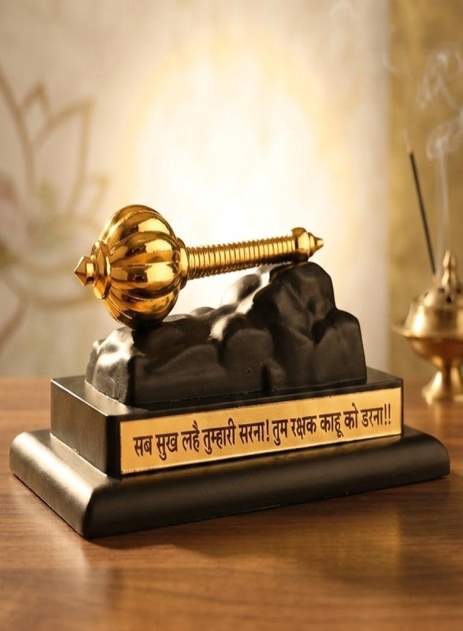 Divine Hindu Hanuman Gada Gold Plated Idol | Small Murti for Car Dashboard, Home Decor, Office Table, Pooja | Spiritual Gift Item for Housewarming (Gold) | 6cm - Image 1