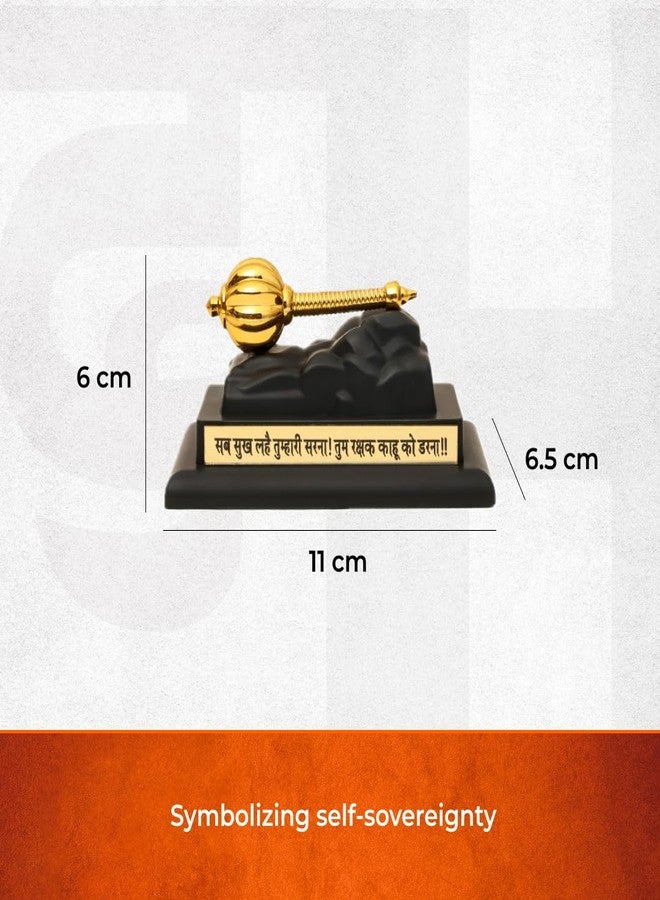 Divine Hindu Hanuman Gada Gold Plated Idol | Small Murti for Car Dashboard, Home Decor, Office Table, Pooja | Spiritual Gift Item for Housewarming (Gold) | 6cm - Image 2