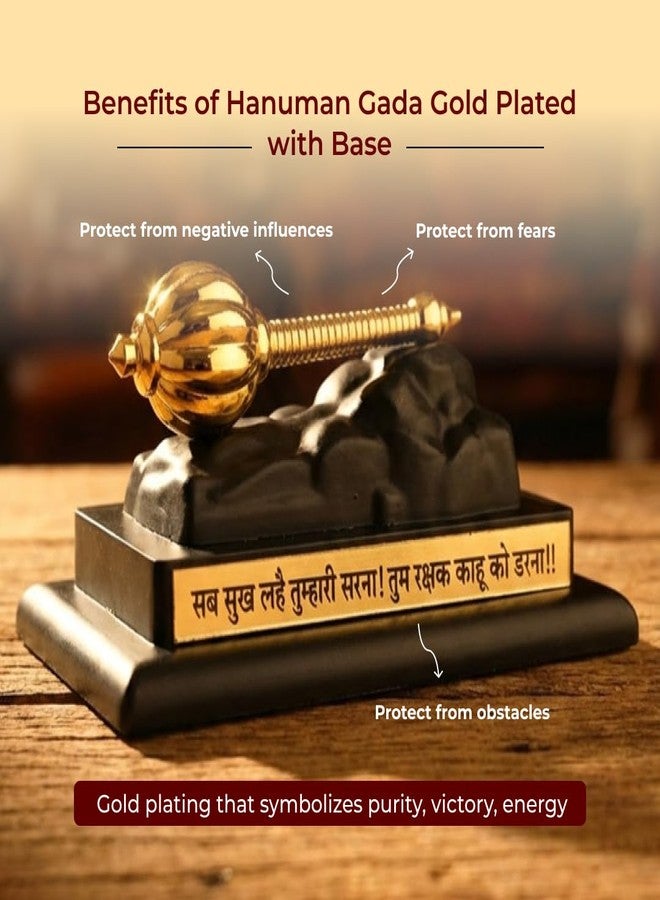 Divine Hindu Hanuman Gada Gold Plated Idol | Small Murti for Car Dashboard, Home Decor, Office Table, Pooja | Spiritual Gift Item for Housewarming (Gold) | 6cm - Image 3