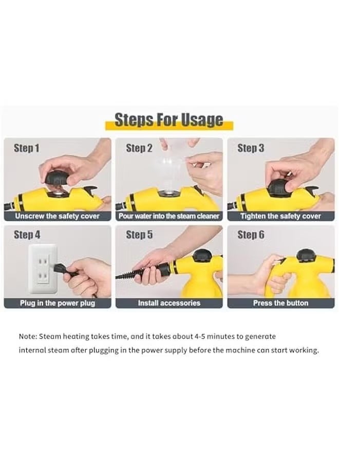 منظف ​​بخاري محمول للأرضيات والمفروشات والجص - مجموعة من 7 قطع - Image 2