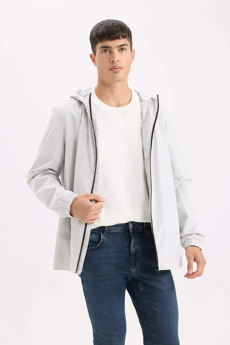 Defacto  Regular Fit Hooded Cotton Lined Zippered Jacket for Men | Best Price UAE