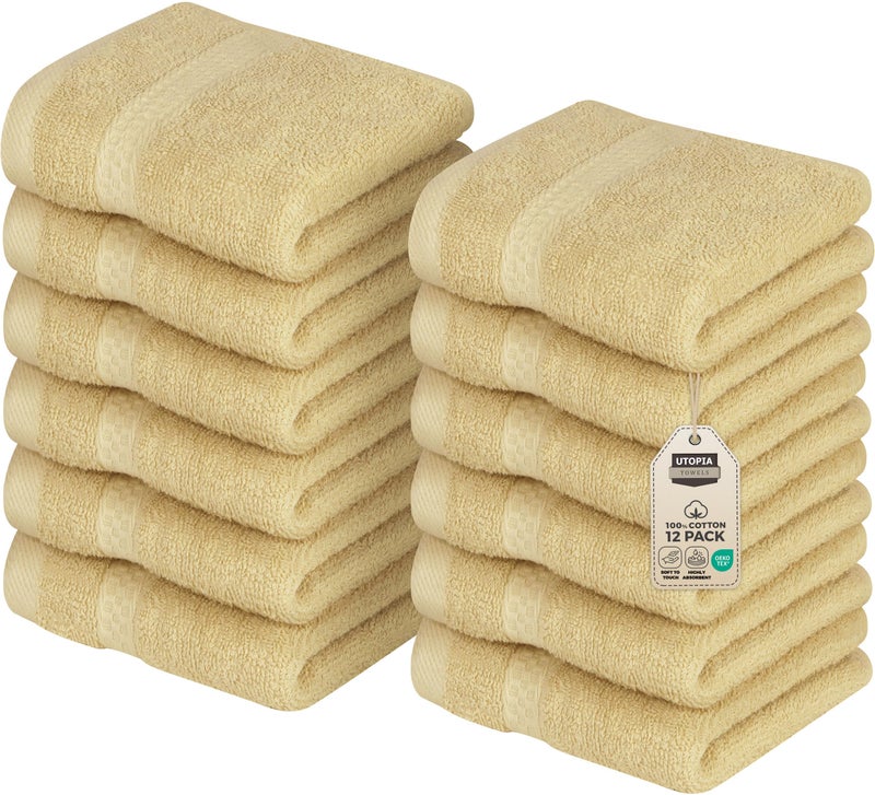Utopia Towels 12 Pack Premium Wash Cloths Set, 12 by 12 Inches, 100% Cotton Ring Spun, Highly Absorbent and Soft Feel Essential Washcloths for Bathroom, Spa, Gym, and Face, Plum - Image 1