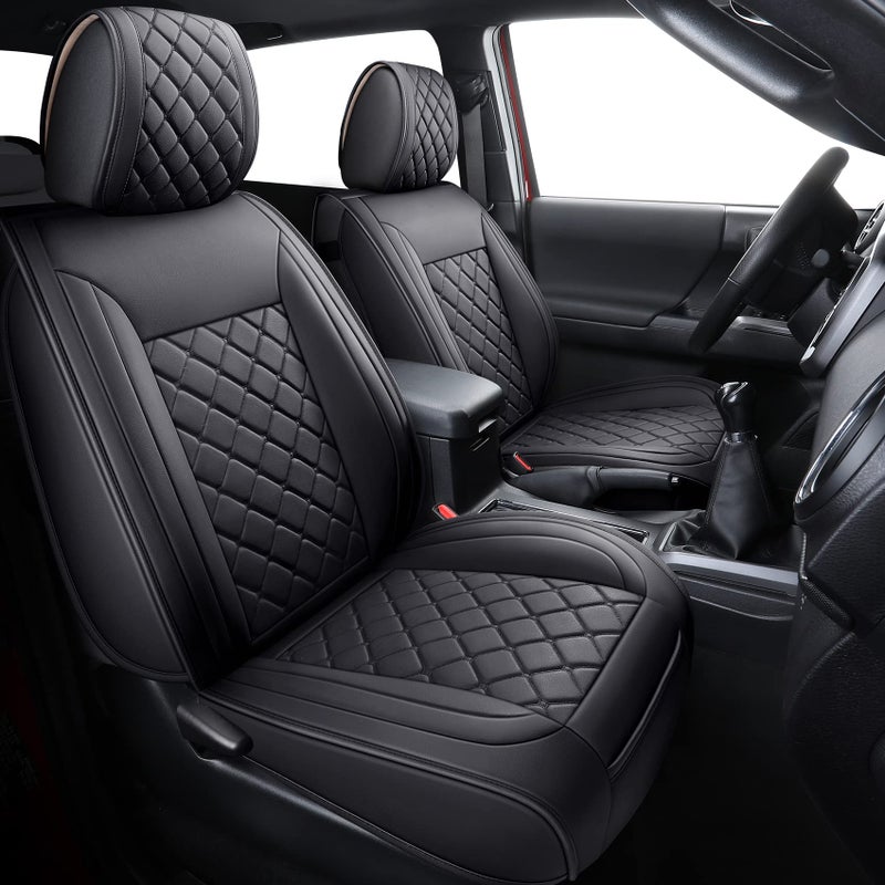 Tomatoman Tacoma Seat Covers Customized for 20052025 Sport Extended SR V6 Pickup Limited Waterproof Faux Leather CushionsFull Set Black
