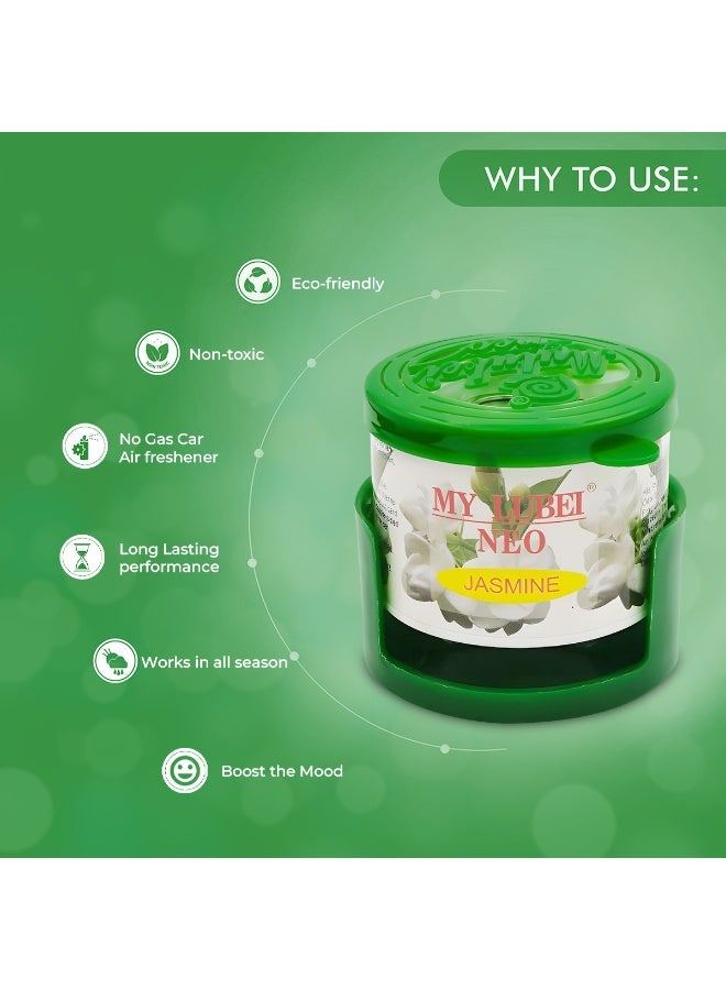 MY LUBEI NEO Jasmine Car Air Freshener – Long-Lasting Solid Gel Odor Eliminator for Car, Home & Office – Non-Toxic, Eco-Friendly, Fresh Citrus Scent with Holder - Image 3