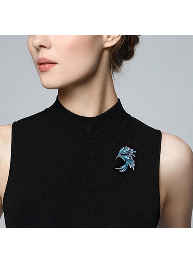 بيوند بروش ذيل العنقاء، دبابيس بروش مصنوعة من سبيكة مضادة للصدأ والبهتان، مشبك وشاح صدار للنساء والفتيات (أزرق) - Image 3