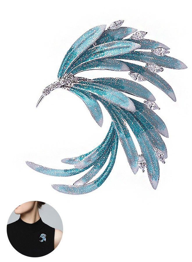 بيوند بروش ذيل العنقاء، دبابيس بروش مصنوعة من سبيكة مضادة للصدأ والبهتان، مشبك وشاح صدار للنساء والفتيات (أزرق) - Image 1