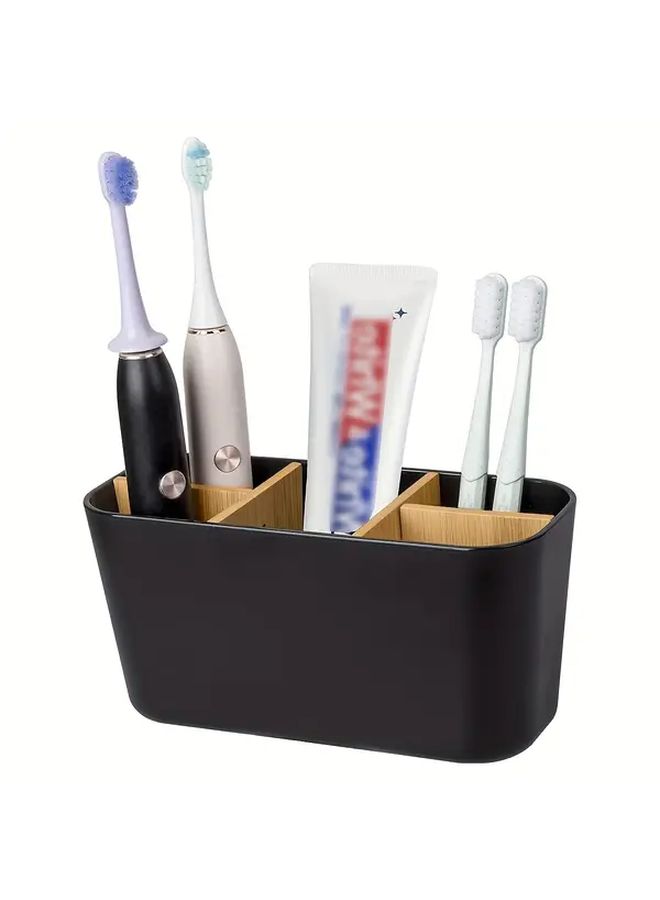 Black 5 Slot Toothbrush Holder with Toothpaste and Razor Storage Bathroom Organizer - Image 4
