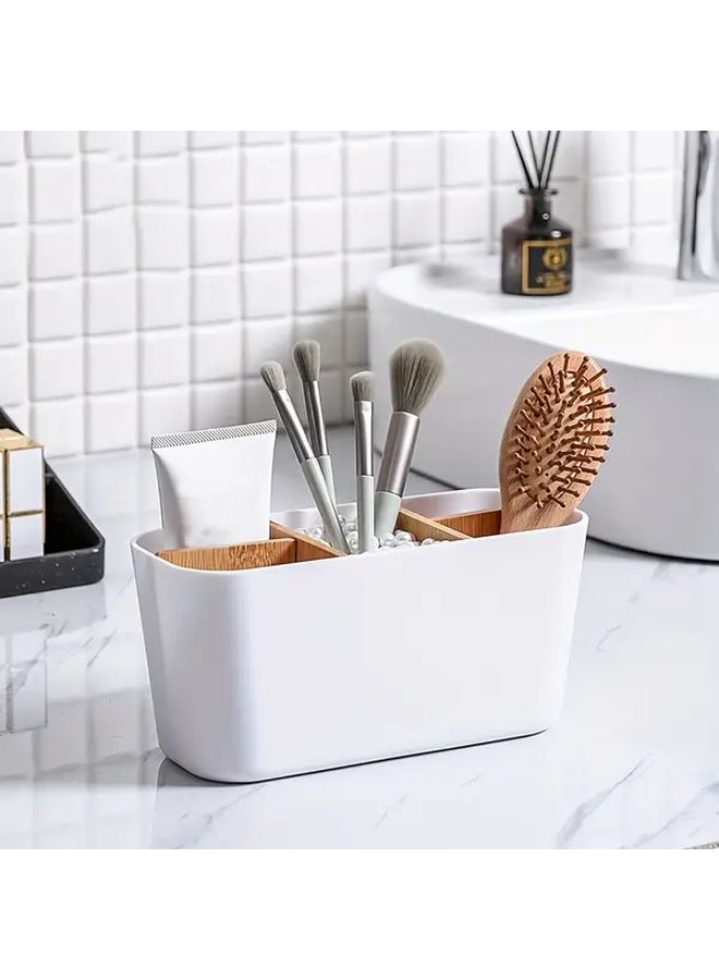 Black 5 Slot Toothbrush Holder with Toothpaste and Razor Storage Bathroom Organizer - Image 2