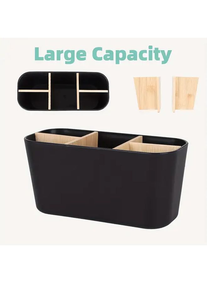 Black 5 Slot Toothbrush Holder with Toothpaste and Razor Storage Bathroom Organizer - Image 5