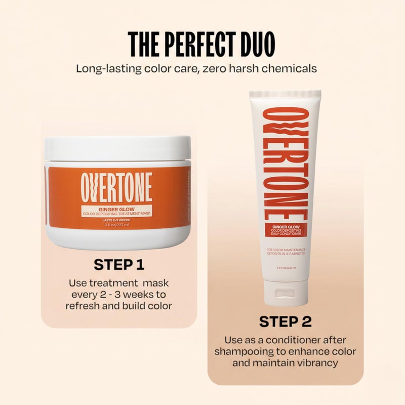 Overtone Daily Color Depositing Conditioner for Hair, Ginger Glow:Temporary Pigment with Shea, Coconut & Avocado Oils, Hydrating, Vegan & Cruelty-Free, All Hair Types, 4.5oz. - Image 2