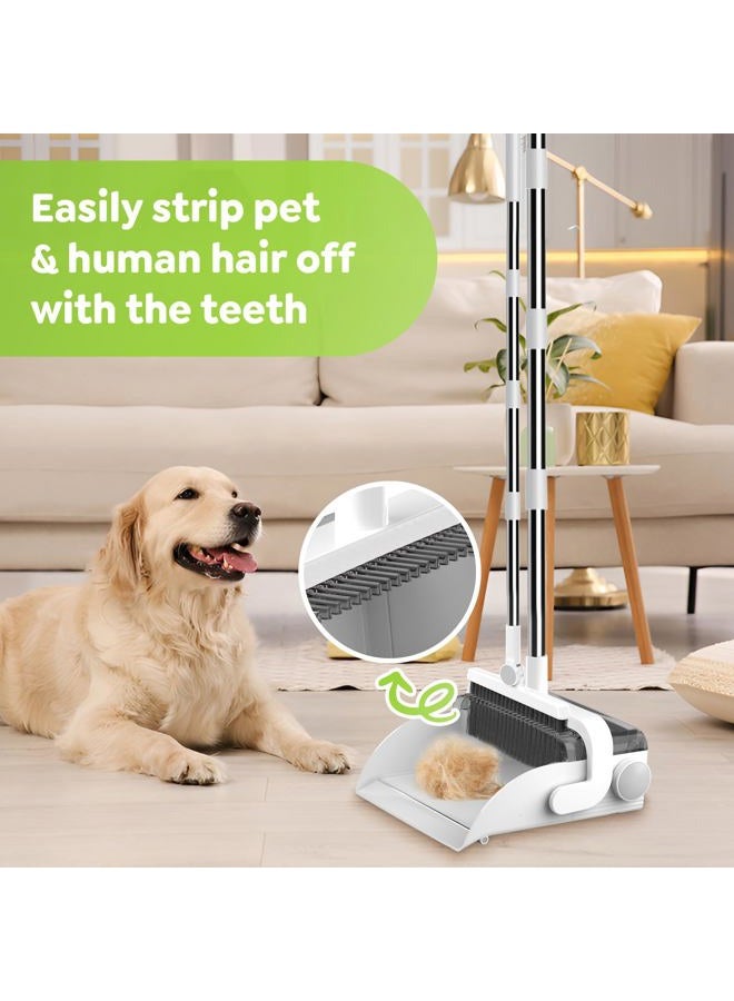 CleanMattix Broom and Dustpan Set with Sweeper & Trashcan – Indoor Outdoor Cleaning Supplies, Long Handle Upright Dust Pan, Compact Household Cleaning Tools for Kitchen, Office & Home Organization - Image 3